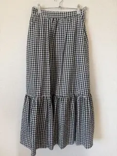 ギンガムチェックフリルロングスカート