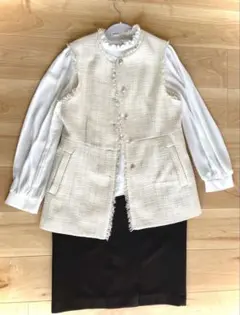 新品 オケージョン セレモニースーツ3点 七五三 入卒園ツイードジャケット ジレ