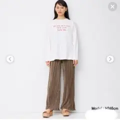 GU　ジーユー　ランダムプリーツドローストリングパンツ　L　光沢