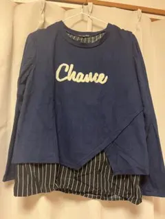 重ね着風ネイビーブラウス　160