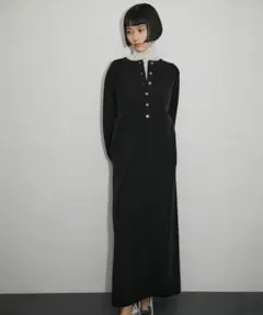 ADAM ET ROPÉ FEMME 【環境配慮】ヘンリーネックニットワンピース