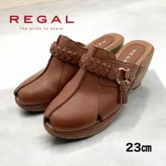 【美品】REGAL 本革23cm ブラウン ヒール7cmサボサンダル