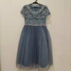 ブルー 刺繍付きフォーマルドレス