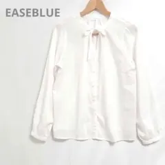 ☘️EASEBLUE(F)リボンスリットネックカットソーシャツ　長袖　白