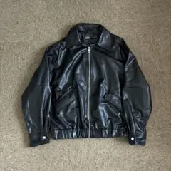 ZARAブラックフェイクレザーボンバージャケット