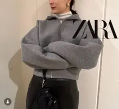 試着のみ【ZARA】ソフトスクーバファブリックエフェクトボンバージャケット S