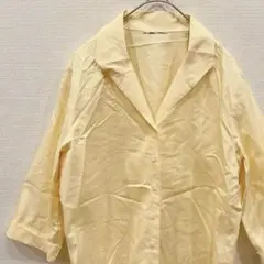 美品✨シャツ　ブラウス　レディース　トップス　黄色　淡い　イエロー　七分袖　無地