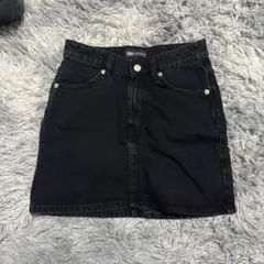 ZARA ブラック　デニムスカート　黒　ミニスカート　32 xs 春　ザラ