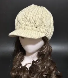 韓国 裏地付き ニット帽 つば付き 新品 ゴルフ 韓国ファッション ⑩-2