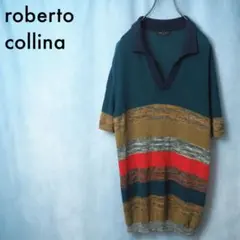 roberto collina｜マルチボーダーのスキッパーニットポロ（５０）のサムネイル