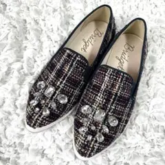 新品✨ブリジットバーキン 冬春にも◎大きめビジュー✨ツイード スニーカー M