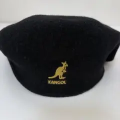 KANGOL ハンチング　ベレー帽 ブラック　ゴールド刺繍 504