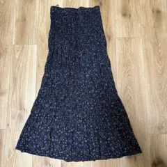 ツイストプリーツロングスカート　小花柄