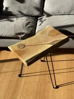 【極希少】滋賀県産 欅（ケヤキ）一枚板サイドテーブル 樹齢350年 無垢材