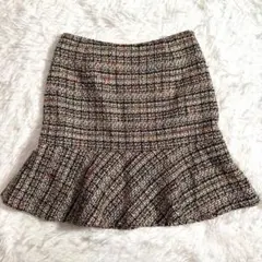美品 アナイ ミックスツイードフレアスカート 切り替え マーメイド 裏地あり