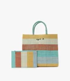 アニエスベー マルチカラーストライプかごバッグ・ポーチ　MX02-09