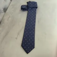 超美品　未使用　シルク　ネクタイ　ネイビー　紺色　ドット　お花