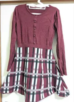 アプレジュール チェック柄切り替えワンピース フリーサイズ