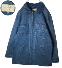 ライトインディゴブルーカラーリングUSED加工デニムコートゆったりサイズ