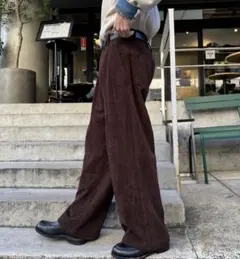 【新品同様】男女兼用/モールタックストレートワイドパンツ