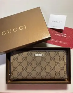 GUCCI グッチ GGキャンバス ラウンドファスナー 長財布 販売証明書付き
