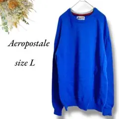 Aeropostale 長袖セーター L 青 丸首 毛 無地 シンプル 4135