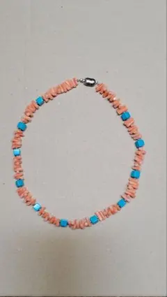 オレンジコーラルビーズネックレス