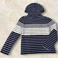 美品POLOラルフローレンフード付きボーダー長袖ロンT 150 カットソー