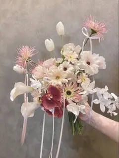 ウェディングブーケ | リボン バレエコア チューリップ |