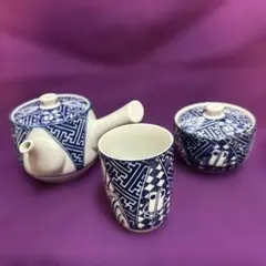 相撲土産【京焼風 煎茶セット】 急須、湯呑み、蓋付き茶碗各1