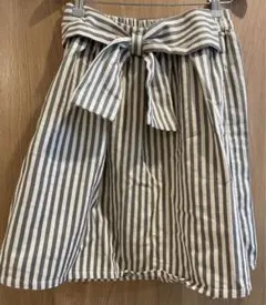 レトロガール　ストライプ膝丈リボンスカート