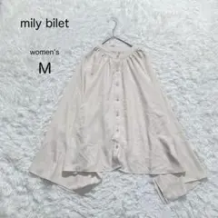 【mily bilet】2way 袖フレア ブラウス ライトベージュ オフィスのサムネイル