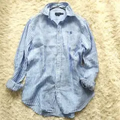 極美品✨人気　Polo Ralph Lauren リネン　ストライプシャツ M