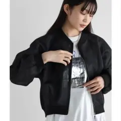 未使用タグ付¥22000 Vinヴァン ダブルジップチュールレースブルゾン