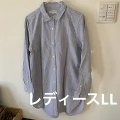 未使用　しまむら　長袖シャツ ストライプ柄 レディースLL 長め丈