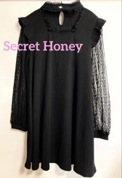 【Secret Honey】袖レースワンピース　-ブラック-