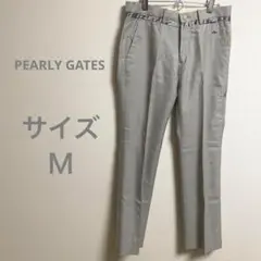 パーリーゲイツ グレー ストライプ パンツ 魚ロゴ付き