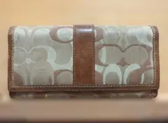Coach 長財布 ベージュ/ブラウン ロゴパターン