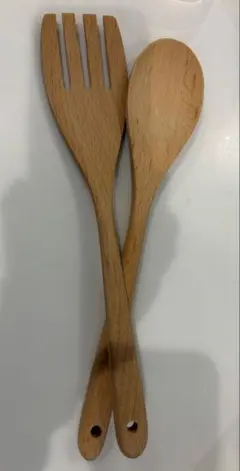木製サラダトング フォークとスプーンのセット