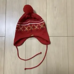 PUMA 赤 ウール ポンポン帽子　フリーサイズ