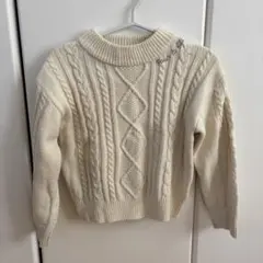 pom ponette アイボリー ケーブル編みセーター S