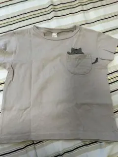 アプレレクール 猫ポケット付き半袖Tシャツ ベージュ 100cmのサムネイル