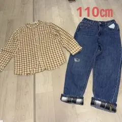 H&Mチェック柄シャツとZARAデニムパンツ 5-6歳