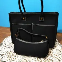 かおきん様専用　サマンサ・タバサ　トートバッグ　　ブラック・薄紫