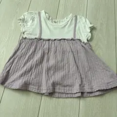 半袖 ホワイト×ラベンダー 100cmのサムネイル