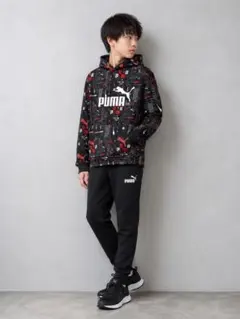 ☆PUMA☆キッズ裏起毛総柄プルオーバーパーカー150☆送料無料☆