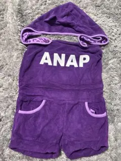 ANAP kids ロンパース つなぎ 120cm パイル地 フード付き 紫
