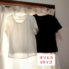 オリヒカ RHYME レディース 半袖ブラウス 2枚セット 白・紺色のサムネイル