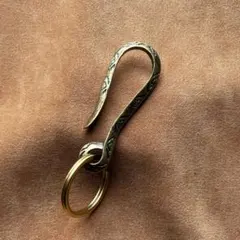 真鍮 二重リング キーフック アラベスク キーホルダー ブラス キーホルダー