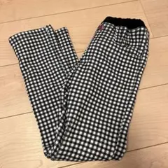 白黒チェック ゴムウエスト ロングパンツ　裏起毛140